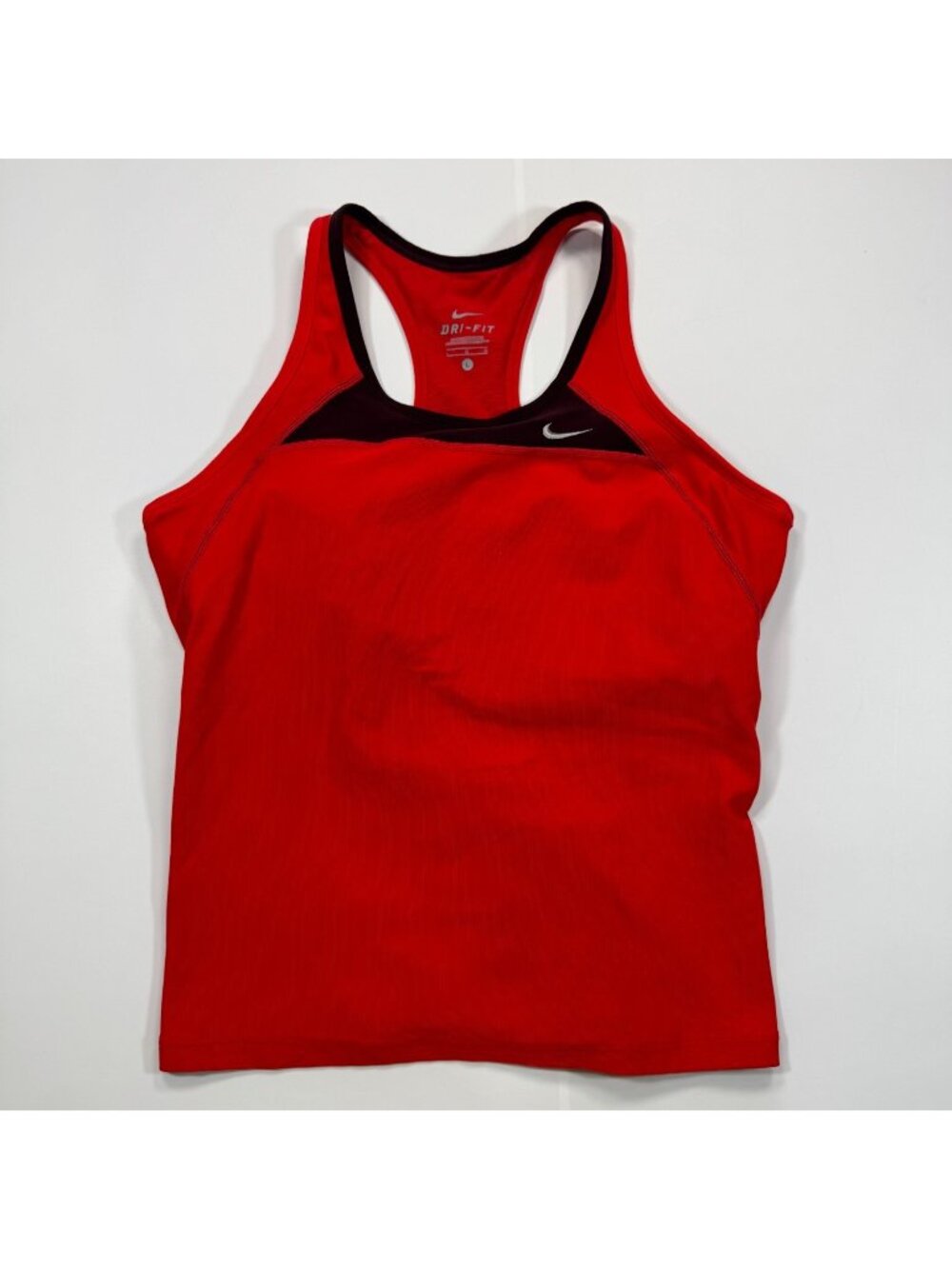 Nike Dri-FIT Tank Top Women's L Red Polyester Racerback Performance Workout
